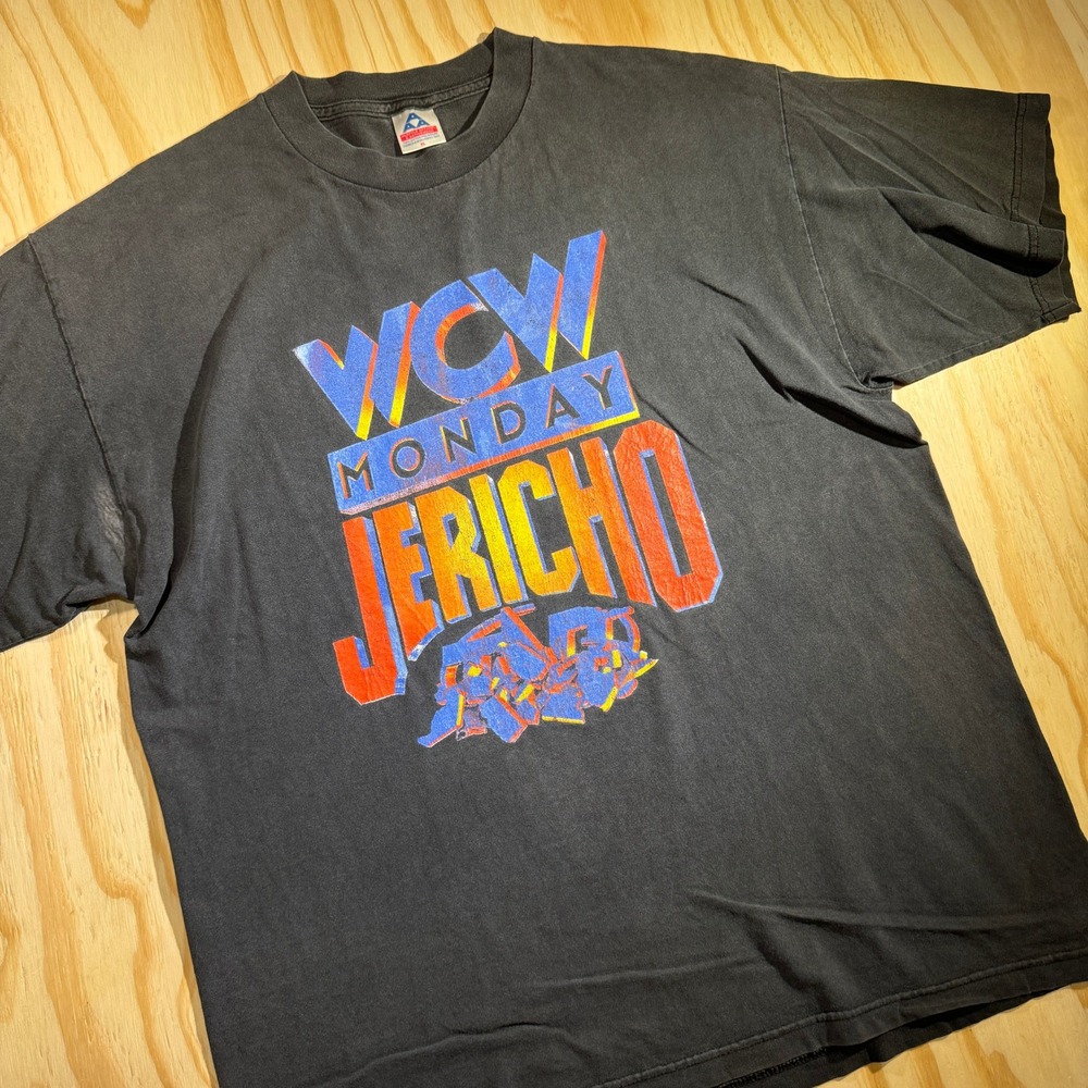 Alstyle Men's WCW Monday Jericho Graphic T-Shirt Faded Black Vintage XL